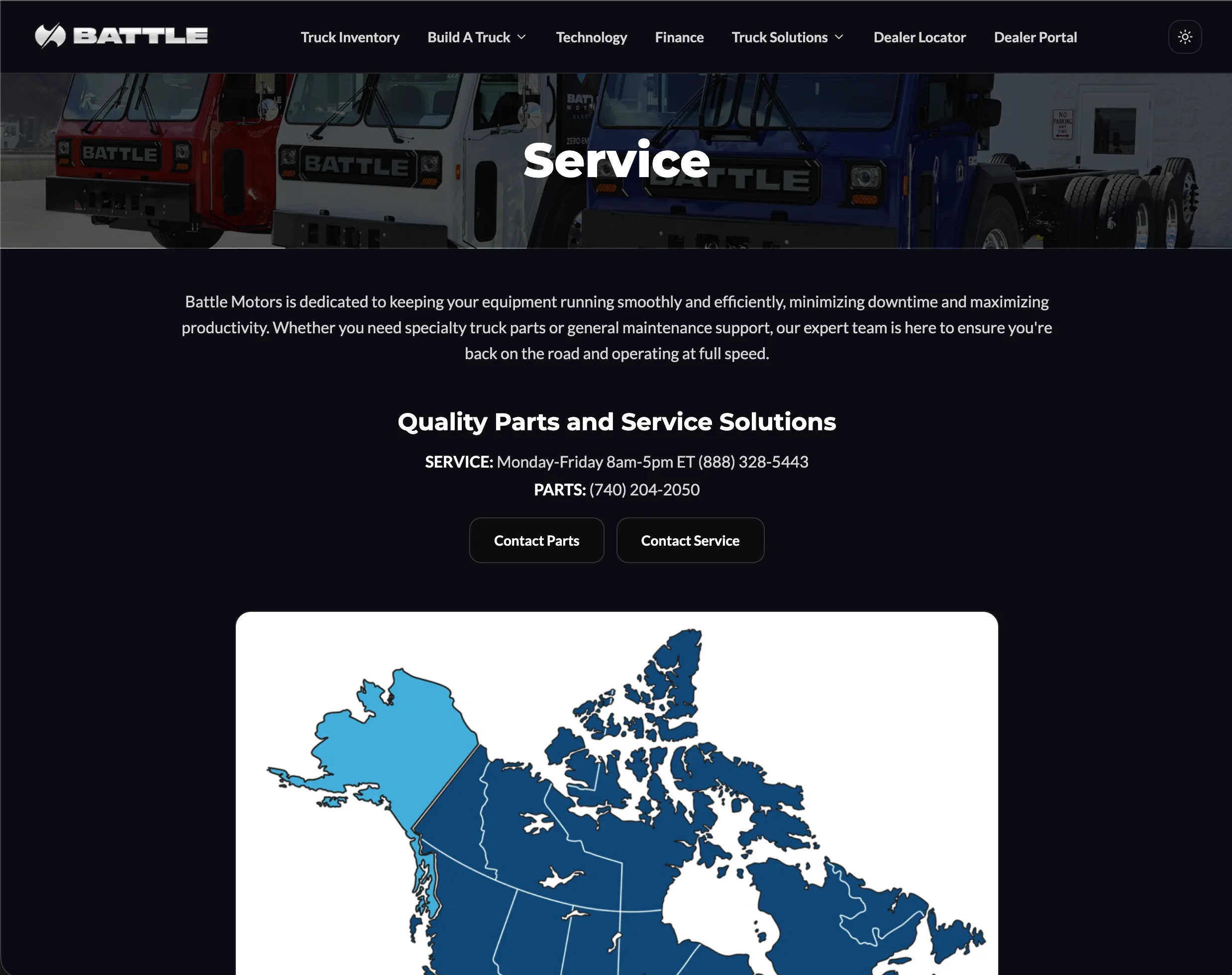Service — nationwide coverage map