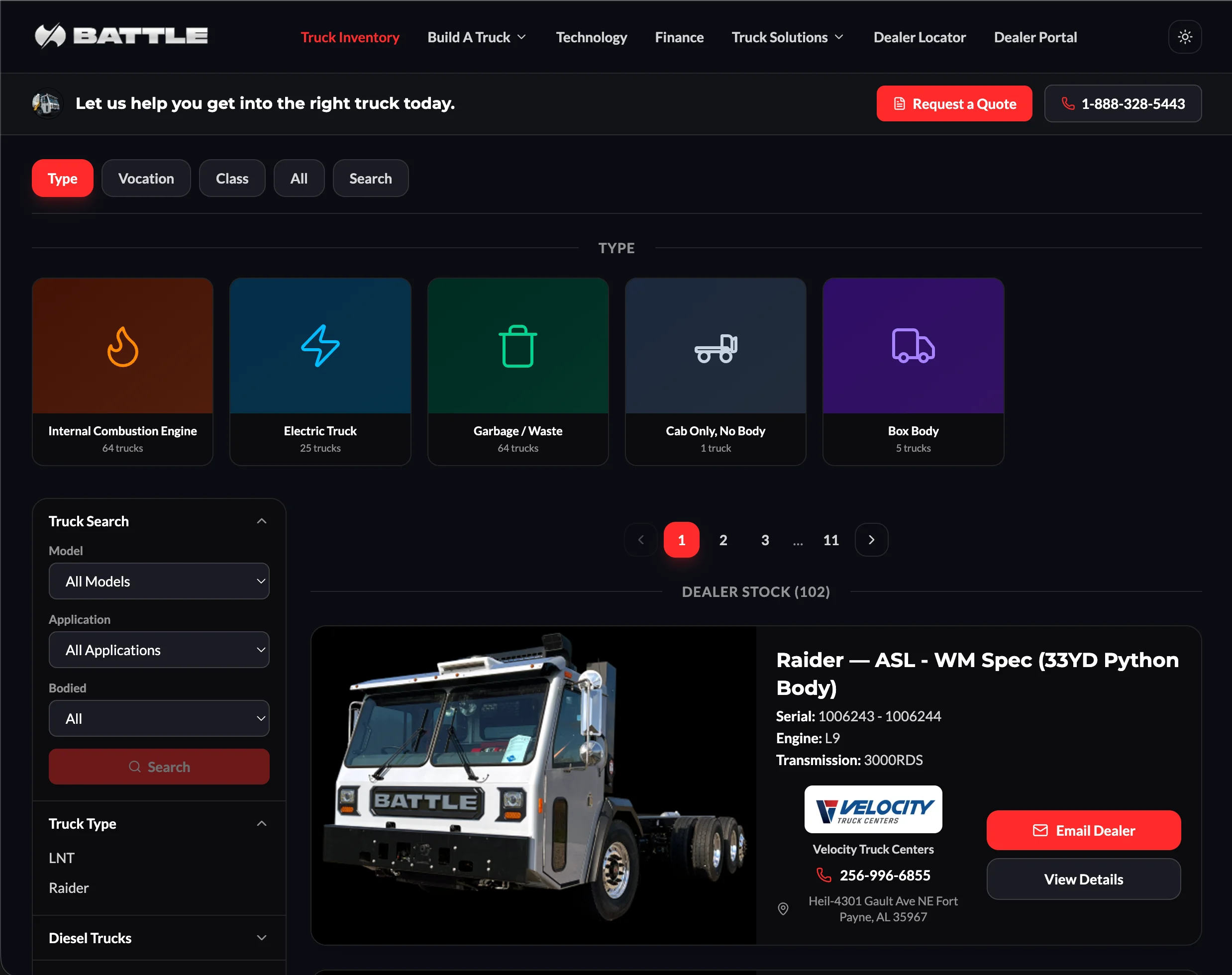 Truck Inventory — live, MySQL-backed dealer stock (102 units)