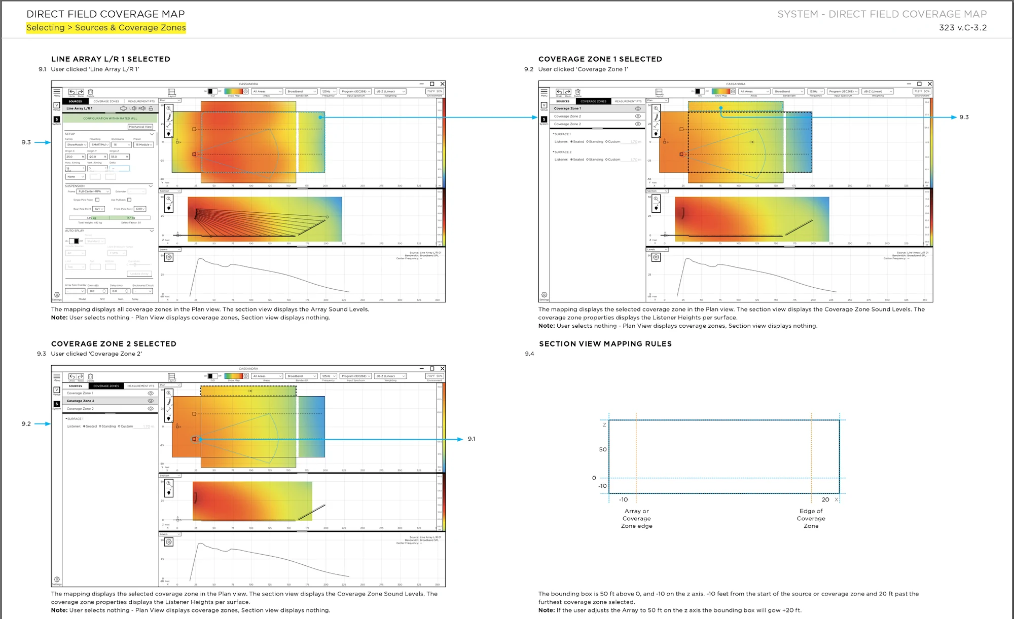 Direct Field Coverage Map. I built the wireframes and UI for this mode, working with the team on the acoustical modeling.
