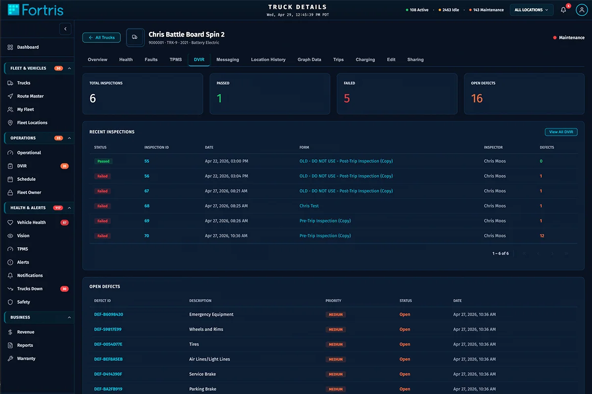 DVIR — compliance & inspection alerts