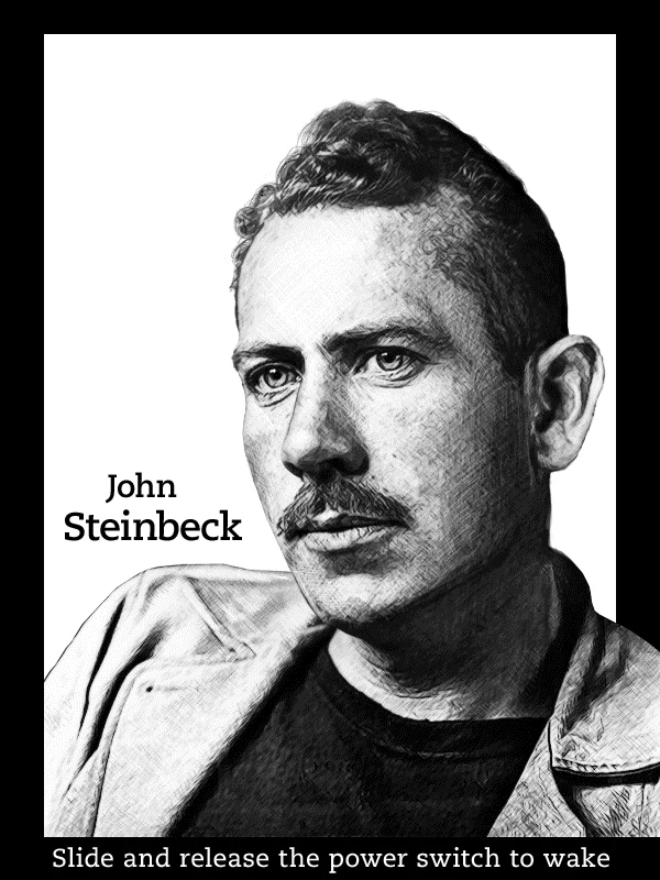 Author series, John Steinbeck. Photo to pixelation to brush stroke for E-Ink contrast.