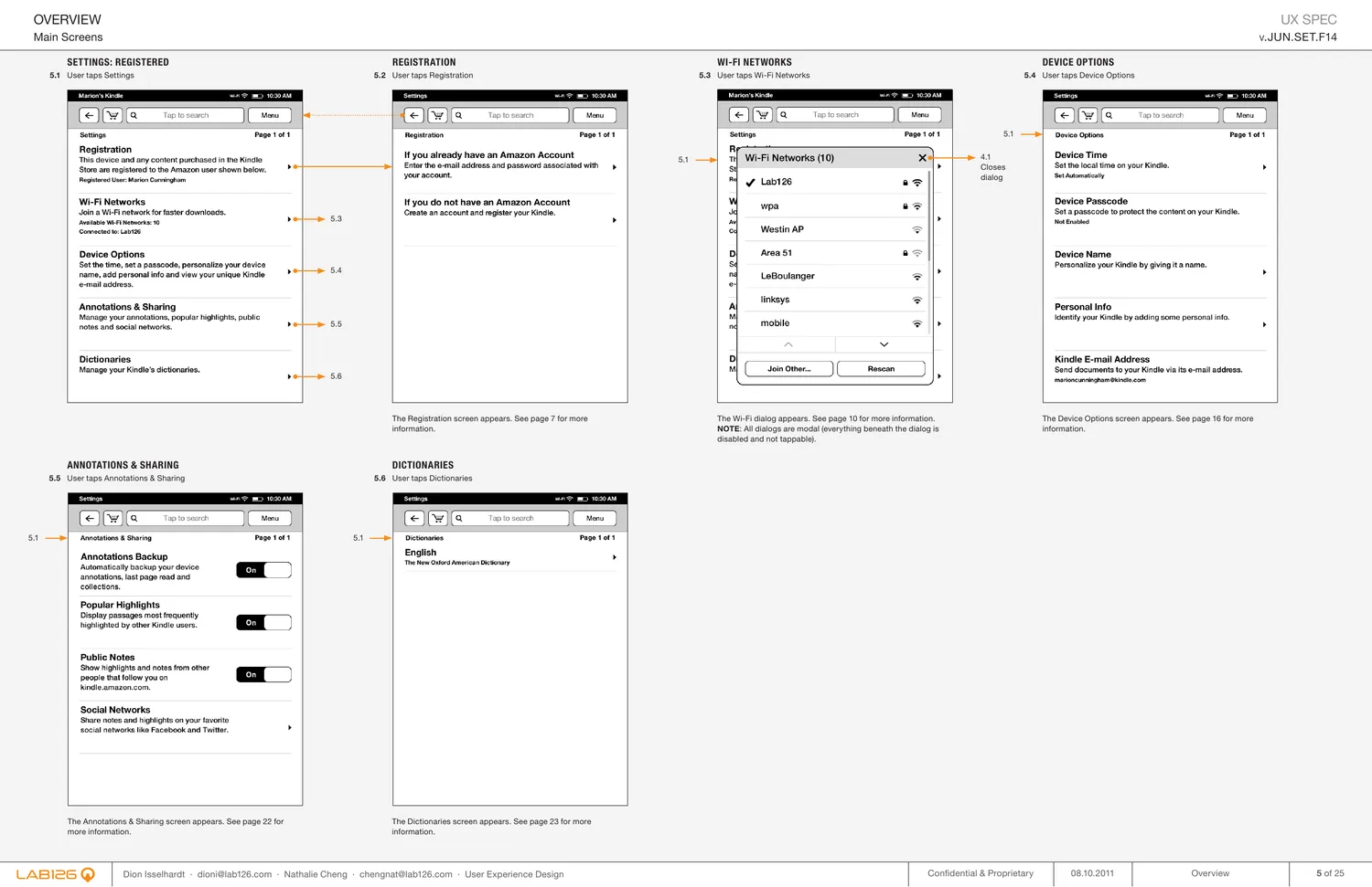 Settings, tappable modules
