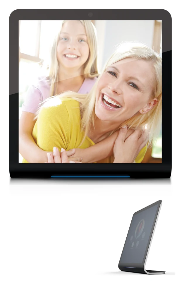 The Palo device, an always-on video window with its dedicated stand
