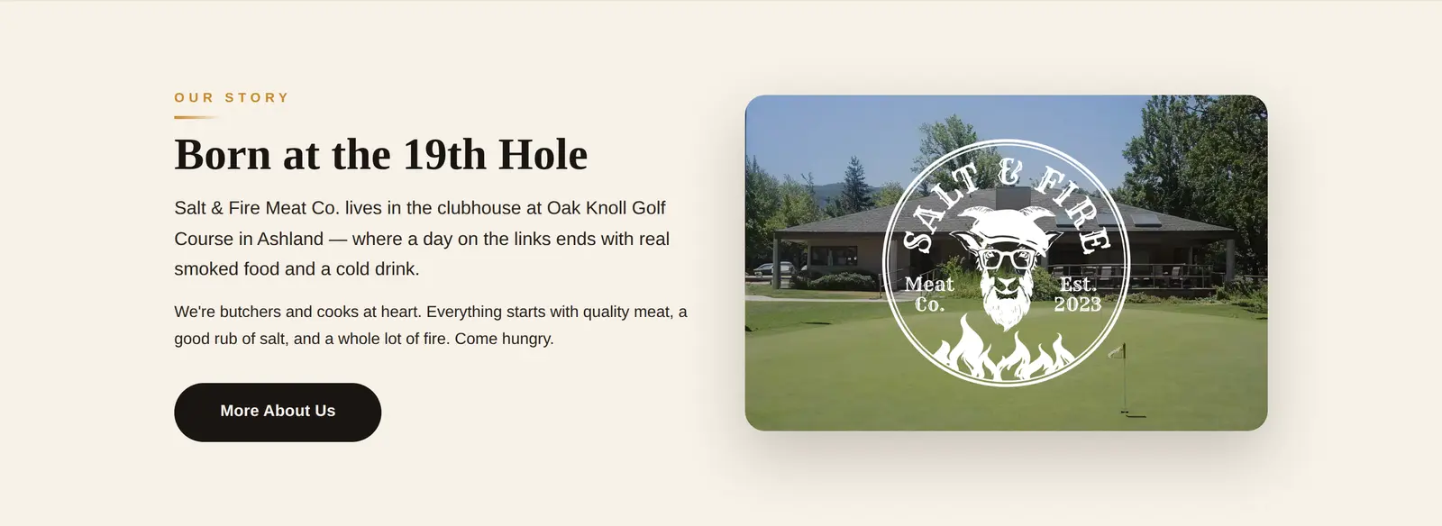 The story split. The mark stamped over the clubhouse at Oak Knoll.
