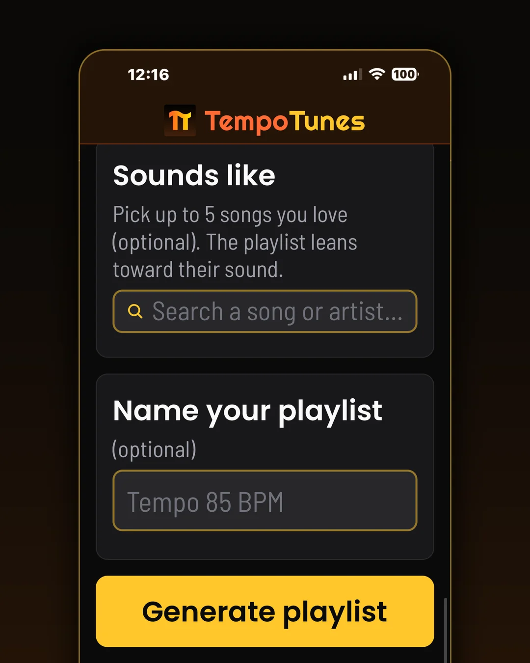 Sounds like, a name, and one tap on Generate starts the deck winding.
