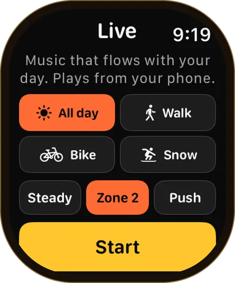 Apple Watch Live setup with All day selected
