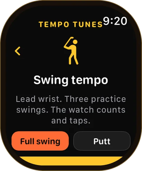 Apple Watch Golf: swing tempo, full swing or putt